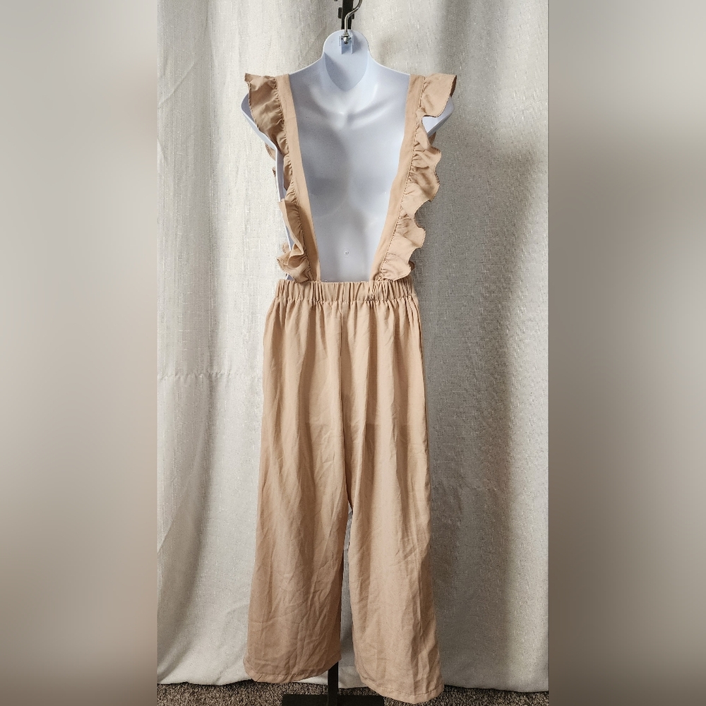 Tan Ruffle Jumpsuit - Picture 2 of 2